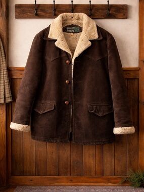 Men's Dark Brown Shearling-Lined jacket